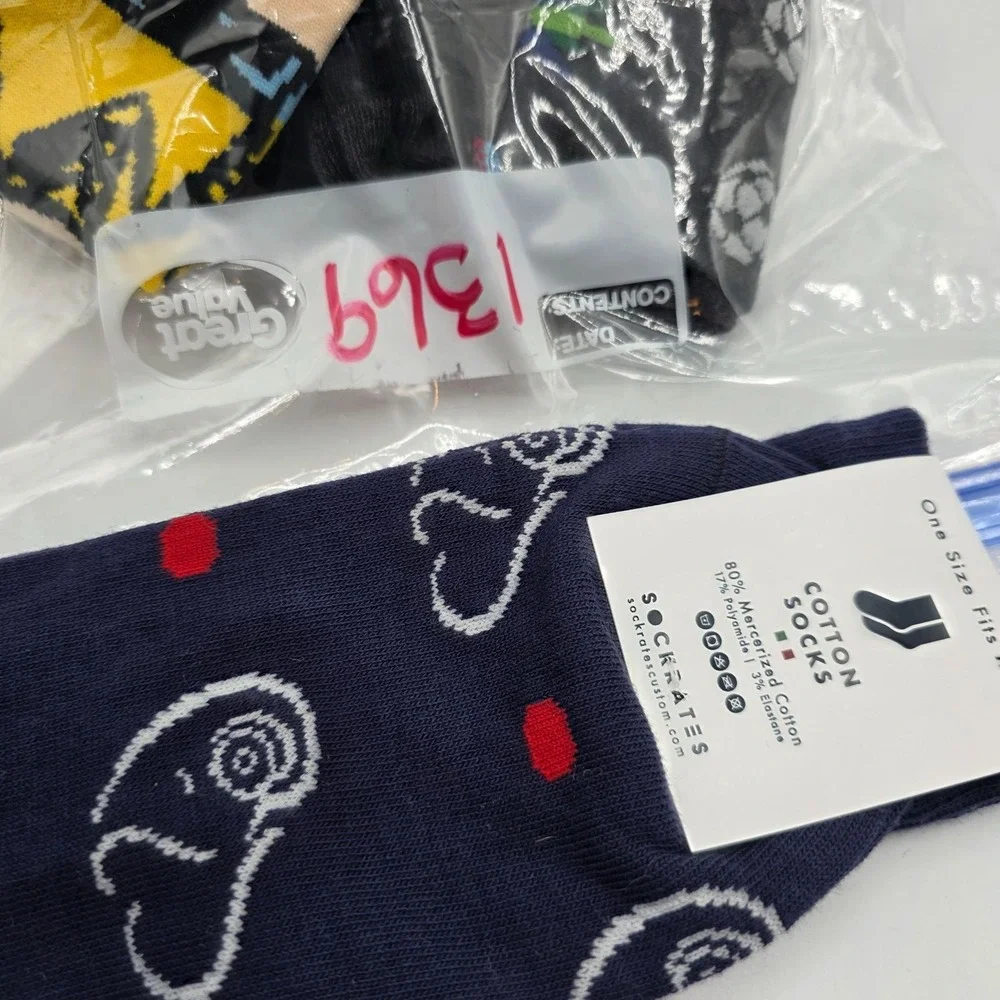 Sockrates Cotton Crew Socks Ram & Heart Stethoscope Print One Size Fits Most New